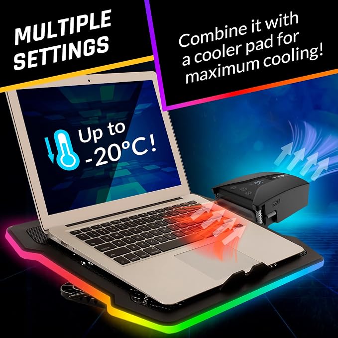 KLIM Tempest Laptop Cooler with Vacuum Fan - New - Gaming Laptop Fan with Display - Temperature Detection + Automatic/Manual Mode - 4000 RPM - Portable - Compatible with Laptop Cooling Pads - Image 8