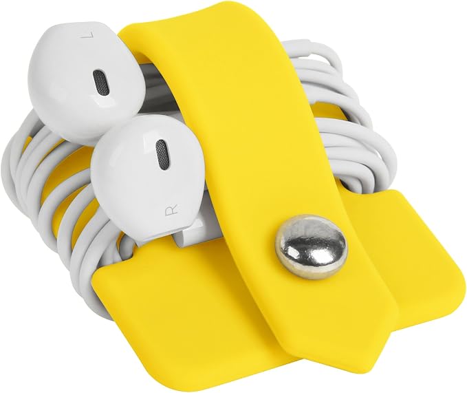 Portable Electronic Device Cover Cord Organizer for Earphones, Yellow by ELFRhino