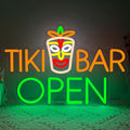 Tiki Bar Neon Sign, Tiki Bar Led Neon Light Signs for Wall Decor Open Hawaii Tropical Luau Aloha Party Outdoor Decorations for Pub Bistro Home Patios Man Cave Dimmable USB Powered Green(16.9"*11.4") by Unknown