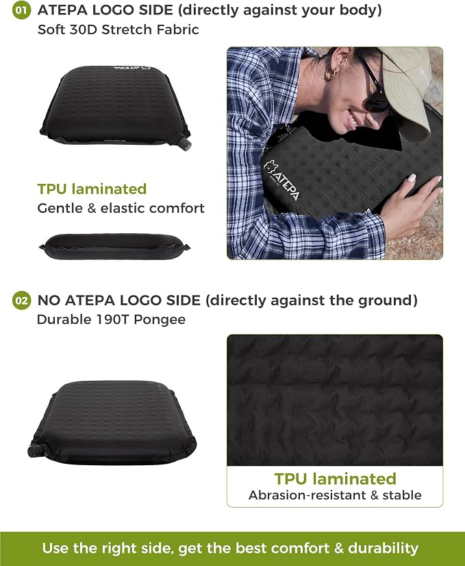 ATEPA Inflatable Seat Cushion | 2" & 2.5" Foam Core Seat Pad, Compact, Stadium, Airplane, Travel, Camping, Hiking, Sports Events, Self Inflating - Image 6