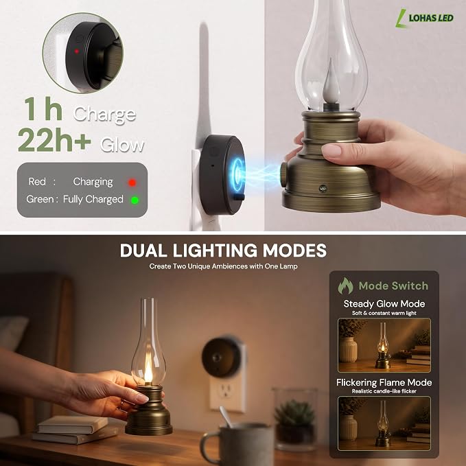 L LOHAS LED Flameless Candles Night Light, Rechargeable Plug in Night Light - Image 2