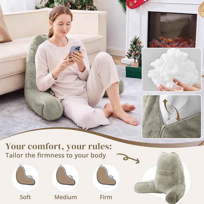 Sasttie Reading Pillow for Bed, Back Pillow for Sitting Up, Linen - Image 3