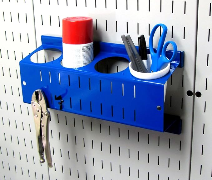 Wall Control Pegboard Spray Can Holder Bracket and Aerosol Can Organizer Pegboard and Slotted Tool Board - Blue - Image 4