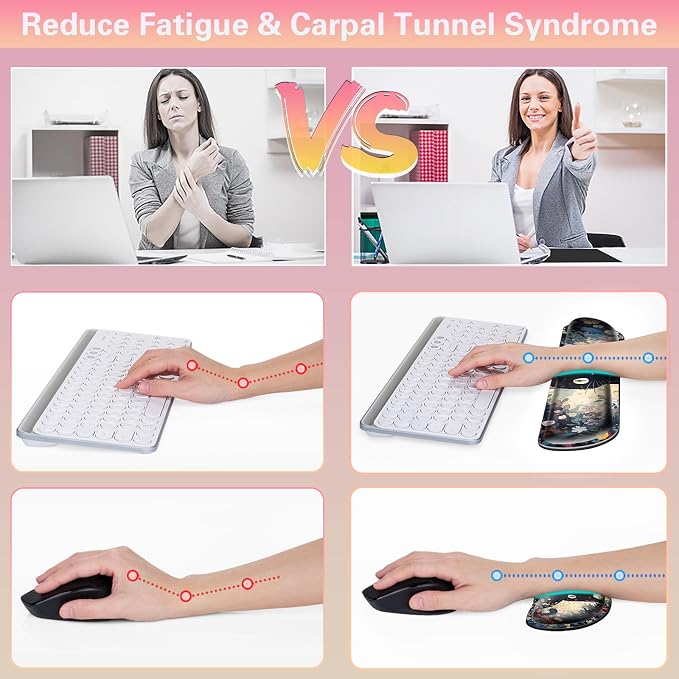 Canjoy Desk Mat with Wrist Rest, Desk Pad for Keyboard and Mouse 4-in-1 Kawaii Anime Mouse Pad + Keyboard Wrist Rest Support+ Coaster(35.4×15.7 in) Memory Foam Non-Slip Desk Mat for Home Office - Image 5