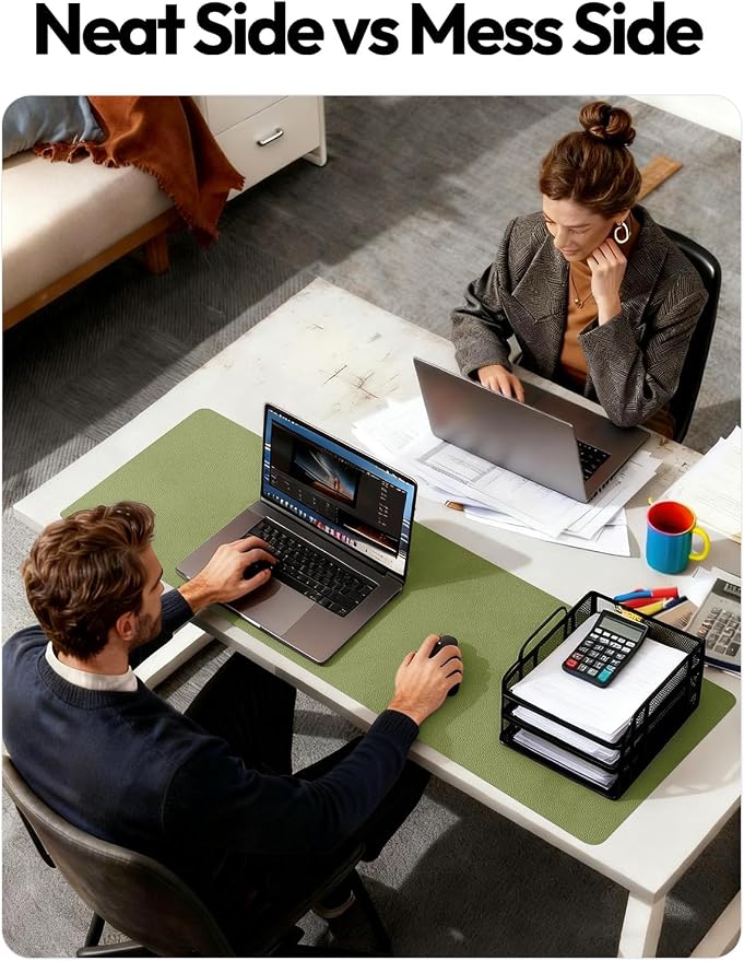 YSAGi Leather Desk Protector, Office Mat, Large Mouse Mat, Non-Slip PU Leather Blotter, Laptop Desk Mat, Waterproof Writing Pad for Office and Home(Green, 40" x 24") - Image 6
