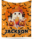 Ship Next Day, Custom Halloween Blanket - Printed in USA, Personalized Baby Blankets with Name, Gift for Kids Boys Girls, Unique Present for Birthday, Christmas, Halloween Bats Toddler Blanket by Unknown