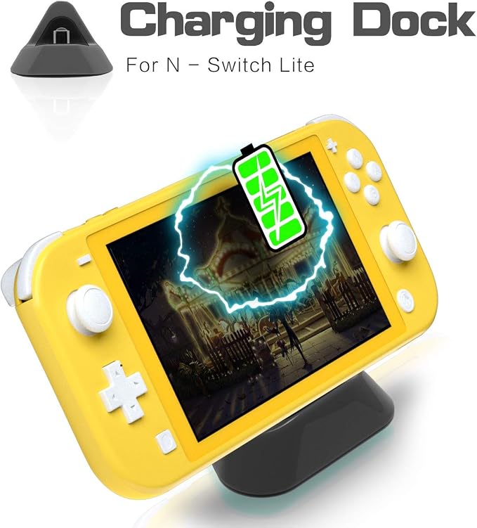ECHZOVE Gray Charging Dock for Nintendo Switch Lite, USB Type-C Charger - Includes Nonskid Design & Portable Tabletop Mount - Image 6