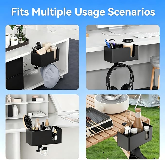 Desk Cup Holder Clamp with Headphone Hanger and Storage Tray - Image 7