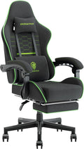 Dowinx Gaming Chair Fabric with Pocket Spring Cushion, Massage Game Chair Cloth with Headrest, Ergonomic Computer Chair with Footrest 290LBS, Black Green by Dowinx