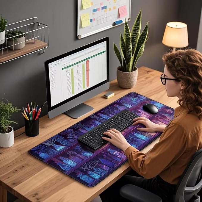 Mystical Potion Bottles Large Gaming Mouse Pad Desk Mat 31.5x15.7 | Extended Mousepad, Non-Slip Rubber Base , Stitched Edges, for Computer/Laptop/Office/Home - Image 3