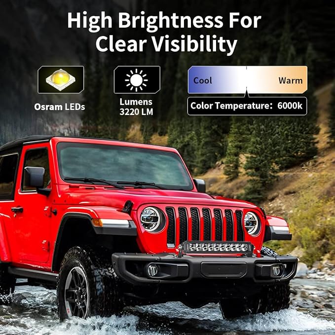 LASFIT 12 inch LED Light Bar Slim Single Row Offroad Spot Flood Combo Light - Image 2