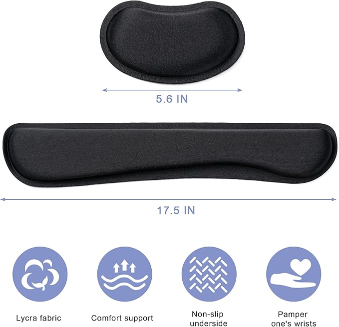 Hoewina Keyboard Wrist Rest,Ergonomic Wrist Support for Keyboard,Gray | Computer Wrist Rest,Superfine Fabric and Gel Memory Foam Wrist Pad,Easy Typing&Pain Relief,Suitable for Office,Family - Image 2