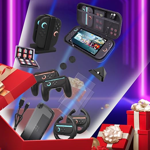 Switch 2 Accessories Bundle, 14-in-1 Kit with Hard Case and Charging Dock - Image 7