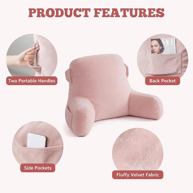 Reading Pillow for Bed,Back Pillow for Bed Sitting Up,Lumbar Support Pillow - Image 6