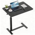 Overbed Bedside Table with Hidden Casters, Adjustable Pneumatic Mobile Laptop Computer Standing Desk, Rolling Laptop Table, Movable Overbed Table Hospital Home Use, Black by SimpleDeluxe