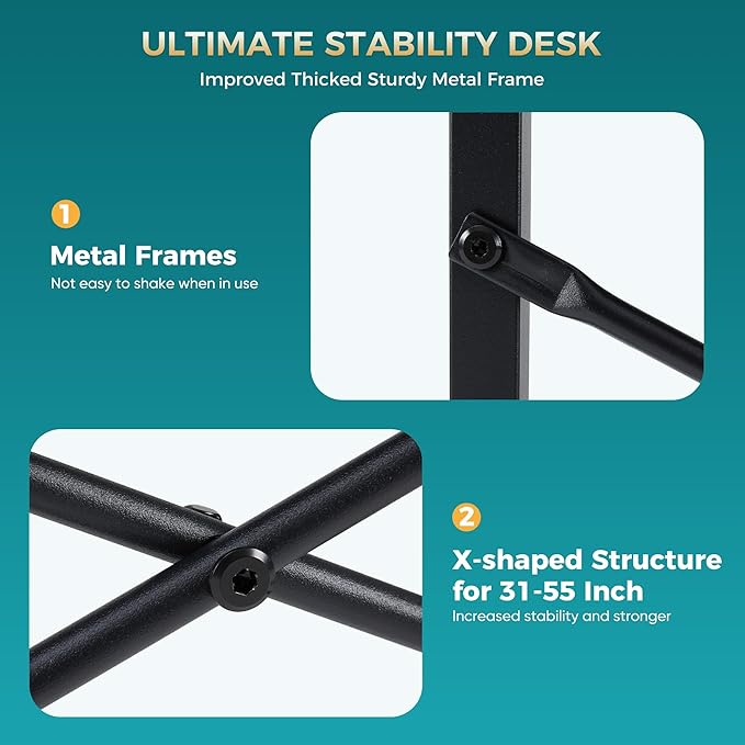 DUMOS 47 Inch Small Computer Desk, Gaming Desks for Home Office Bedroom - Image 5