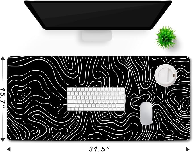 Large Mouse Pad Big Desk Mat Large Office Desk Pad, White Line | Durable Extended Mouse Mat 31.5"x15.7" Mousepad with Non-Slip Rubber Base Stitched Edge Home Office Work - Image 6