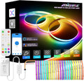 MIWISE RGB Smart IC COB LED Strip Light,32.8ft Color Chasing Flexible LED Tape Light,WS2811 Addressable RGB Strip with APP Control/Music Mode,Work with Alexa/Google,for Home DIY Lighting Projects by MIWISE