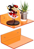Sezanrpt 9 Inch Orange Wall Shelves, Acrylic Wall Mounting Ledges Display, Acrylic Display Wall Shelf for Funko Pop Figures, Collectibles, Plants, Décor, Toiletries, Spices, 2 Pack by Sezanrpt