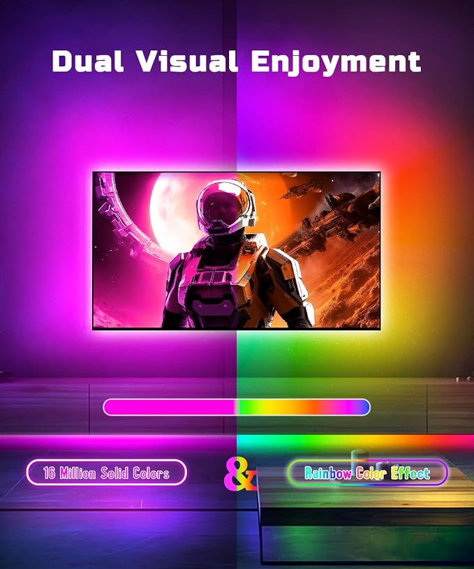 TV LED Backlight, 23ft TV LED Lights for 75-100 inch,RGB TV Backlight Behind,USB Strip Lights Behind TV, Color Changing Sync with Music, Bluetooth App Controlled Led Lights for Bedroom Home Decor - Image 2