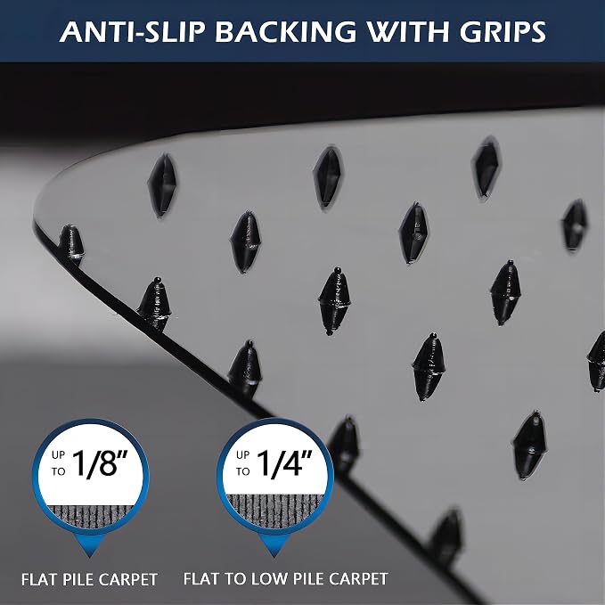 SALLOUS Office Chair Mat for Carpet, 48" x 36" Heavy Duty Chair Mat for Carpeted Floors, Gaming Floor Mat with Grips, Rolling Desk Chair Floor Mat for Home Office (Black, Extended Lip) - Image 3