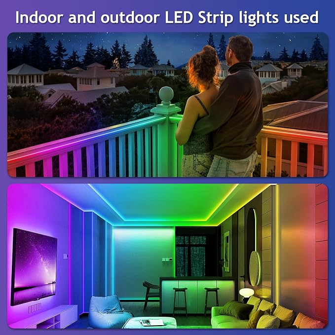 LETIANPAI 200ft Outdoor LED Strip Lights Waterproof, IP68 Outside Led Light Strips with App and Remote,Music Sync RGB Exterior Rope Self Adhesive Back for Deck,Balcony,Pool - Image 6