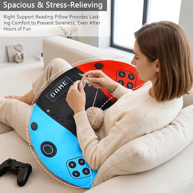 Crafting Pillow for Crocheting, Crochet Pillow for Lap Support, 12 Fun Print Styles, Ergonomic Arm Support, For Bed, Floor, Chair Comfort, Pain Relief and Fatigue for Gaming and Woking (Game ) - Image 3