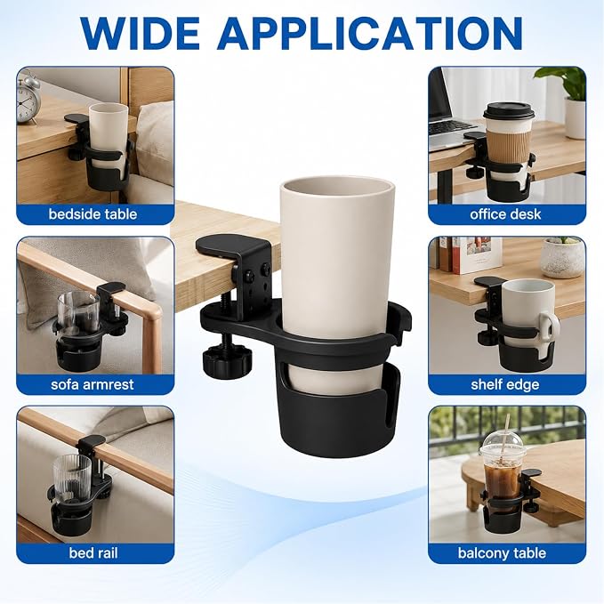 No Drill Desk Cup Holder Clamp, Anti-Spill Cup Holder for Desk - Image 6