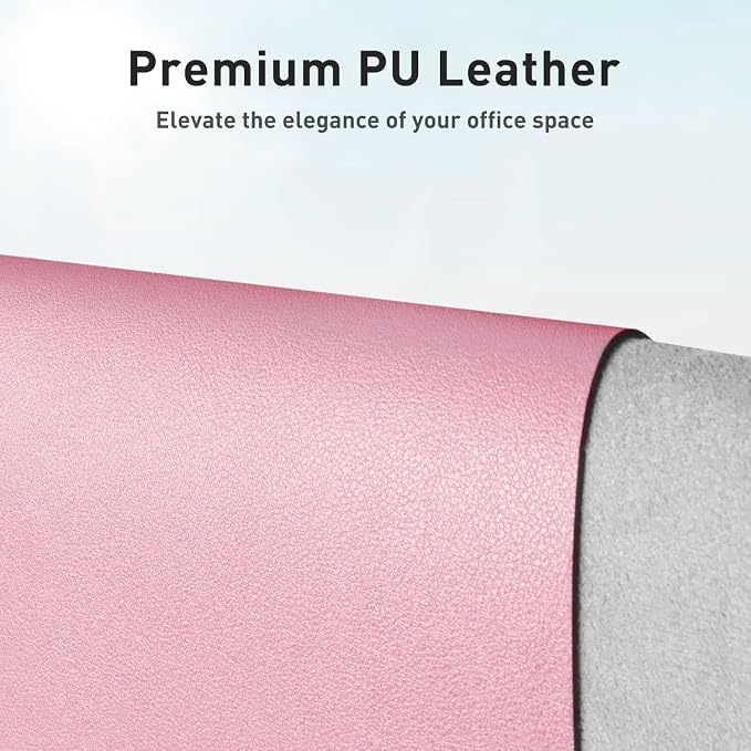 Aothia Leather Desk Pad Protector, Mouse Pad, Office Desk Mat, Non-Slip PU Leather Desk Blotter, Laptop Desk Pad, Waterproof Desk Writing Pad for Office and Home (36" x 17", Fairy Pink) - Image 2