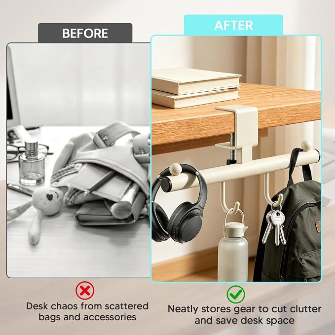 Heavy-Deauty Bag Hook for Desk,Adjustable Desk Hook - Image 8