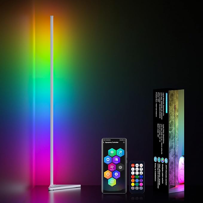 MIHEAL Corner Floor Lamp - Smart RGB LED Corner Lamp with App and Remote Control, 16 Million Colors & 68+ Scene, Music Sync, Timer Setting -for Living Rooms, Bedrooms, and Gaming Rooms by Miheal