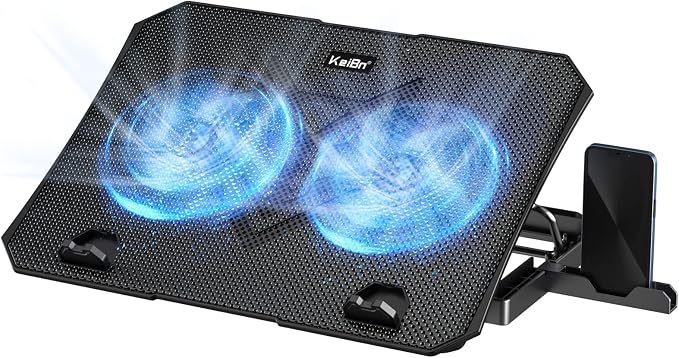 KeiBn Laptop Cooling Pad, Gaming Laptop Cooler 2 Fans for 10-15.6 Inch Laptops, 5 Height Stands, 2 USB Ports (S039) by KeiBn-BornforyouBurntoever