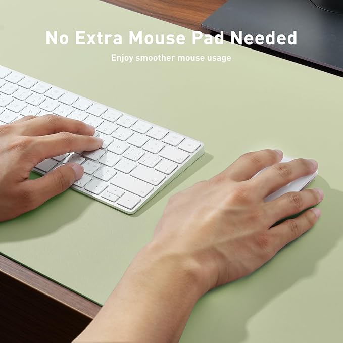 Aothia Faux Leather Desk Mat - Non-Slip PU Leather Desk Blotter, Waterproof Writing Surface, Large Desk Pad for Office & Home (Grass Green, 55" x 17") - Image 4