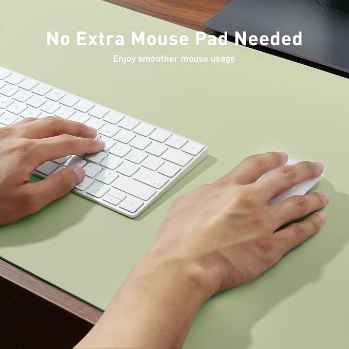 Aothia Faux Leather Desk Mat – Large Mouse Pad, Non-Slip PU Leather Blotter, Waterproof Writing Surface for Office and Home (Grass Green, 47.2" x 23.6") - Image 4