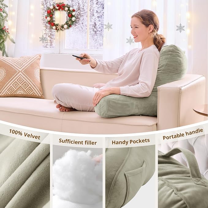 Sasttie Reading Pillow for Bed, Back Pillow for Sitting Up, Linen - Image 5