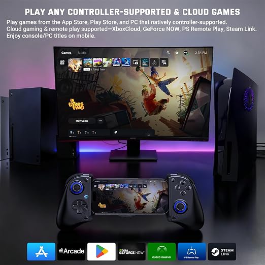 Joso Wireless Game Controller for iPhone/iPad/Android, Phone Controller for Android/iOS/Switch with Hall Effect Triggers, 2 Programmable Back Buttons, Dual Vibration & Turbo, Support Phone Case - Image 3
