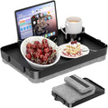 Lap Tray with Cushion Plastic Lap Desk with Cushion 15.5”Large Breakfast in Bed Tray with Removable Cushion & Cup/Phone Holder, Lap Table with Laptop Pocket for Couch TV Adults Eating Gaming Black by CLESOO