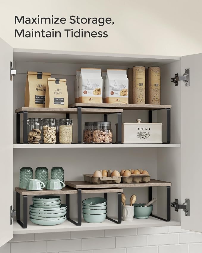SONGMICS Cabinet Organizer Shelf, Set of 2 Spice Rack, Kitchen Storage - Image 5