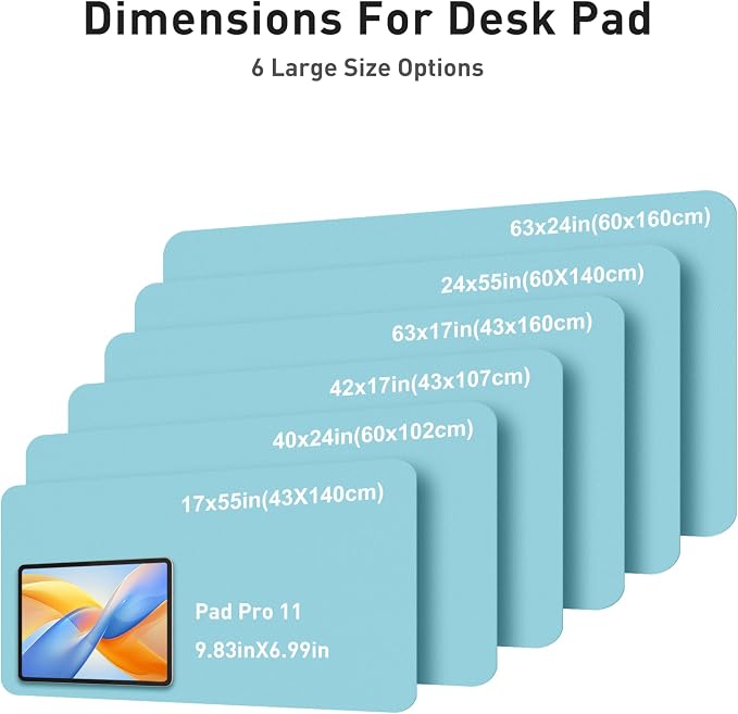 Aothia Faux Leather Desk Mat - Large Mouse Pad, Non-Slip PU Leather Blotter, Waterproof Writing Surface for Office and Home (Blue Topaz, 42" x 17") - Image 5