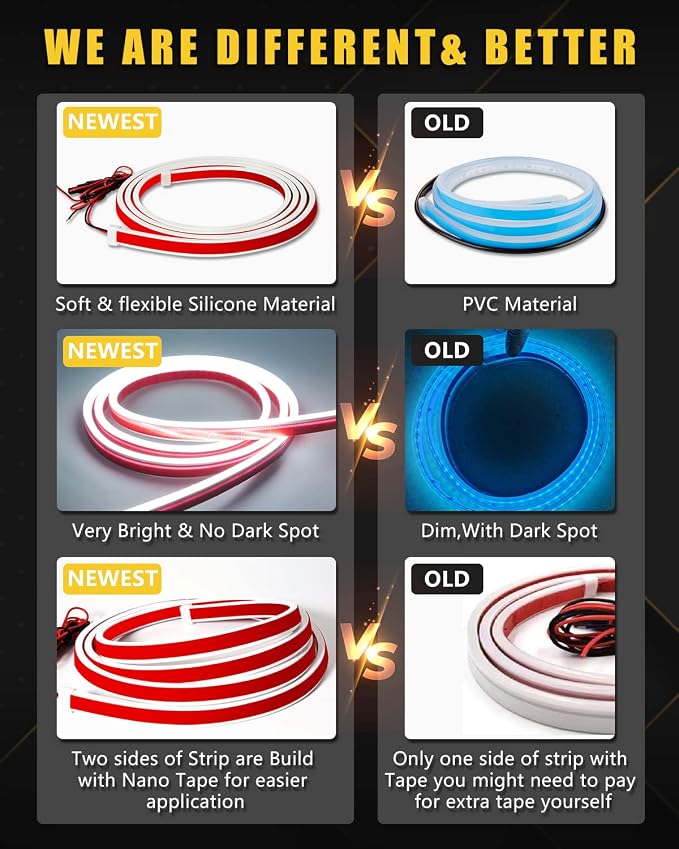 YM E-Bright LED Hood Light Strip, White Dynamic Scan DRL 12V 59inch 1Set - Image 4