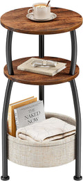 Round Side Table for Small Spaces with Storage Basket, 11.81in by designyourhome