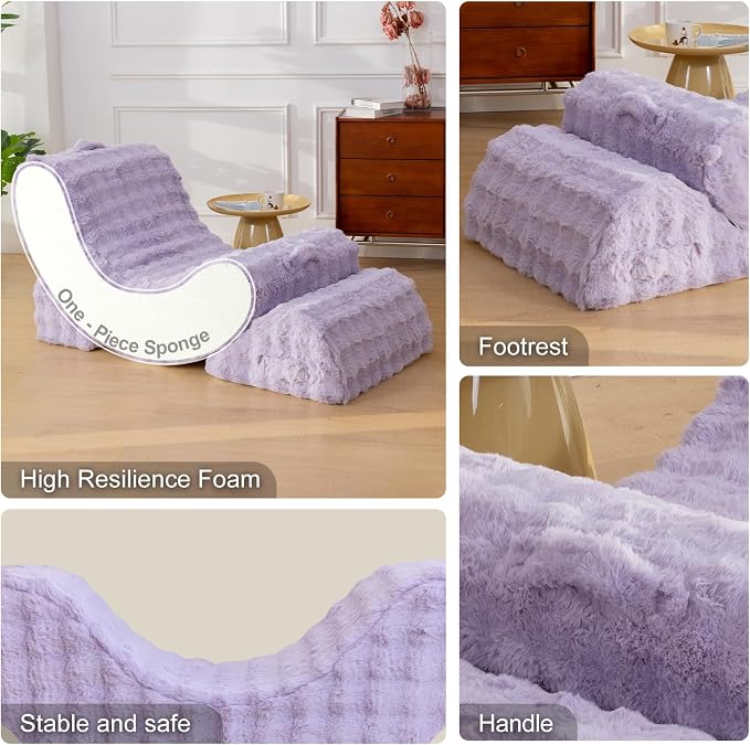 Quiet Rocking Chair, 3-in-1 Adjustable Boneless Floor Recliner for Adults | Zero Gravity Comfort as a Rocker, Chaise Lounger or Floor Seat, with Faux Fur Washable Cover for Reading, Nursing or Gaming - Image 6