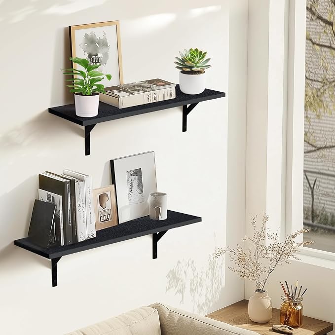 Tectocker-DOU 24" Long Floating Book Shelves for Wall, Heavy Duty, Black - Image 2