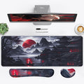 3-in-1 Large Gaming Mouse Pad, Anime Mouse Pad & Keyboard Wrist Rest Support, Memory Foam Ergonomic, Japanese Red Moon Desk Mat Set for Home Office Study Game, 31.5 X 11.8 Inch by Unknown