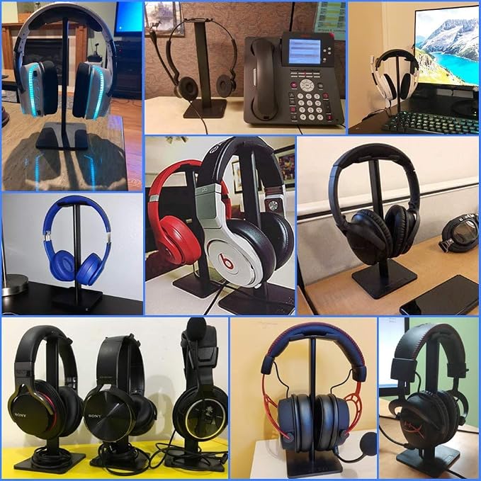 New Bee Headphone Stand Headset Holder Earphone Stand | Aluminum Supporting Bar Flexible Headrest ABS Solid Base for All Headphones Size (Black) - Image 5