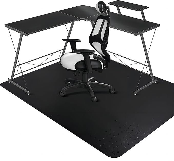 SALLOUS Chair Mat for Carpeted Floors, 46" x 60" Heavy Duty Chair Mat for Carpet, Vinyl Floor Mat with Grips, Carpeted Floor Protector Rolling Computer Desk Mat for Home Office (Black) by SALLOUS