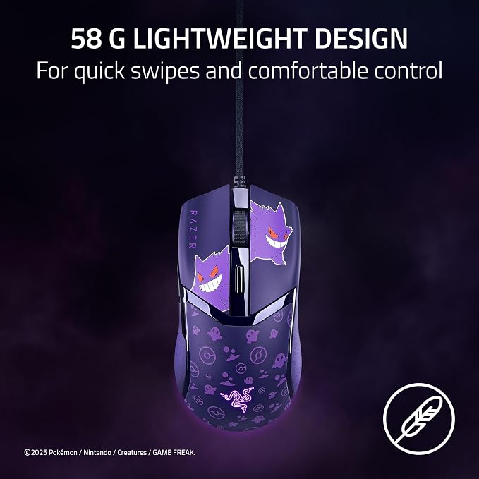 Razer Cobra Wired Gaming Mouse, 58g Lightweight, Pokemon Gengar Edition - Image 2