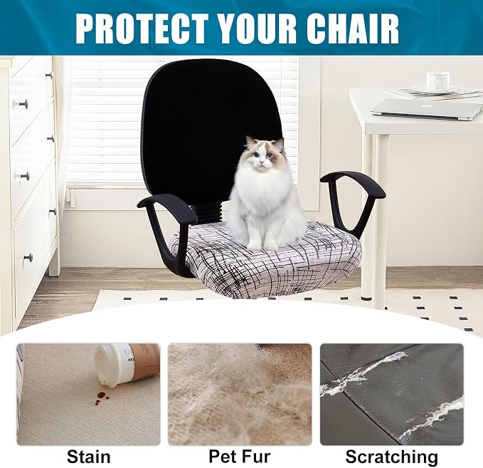 Smiry Stretch Printed Office Computer Desk Chair Seat Covers | Stretch Fit, Soft Fabric Universal Rotating Chair Cover, Washable Removable, Anti-Dust Seat Cushion Protector - Image 8