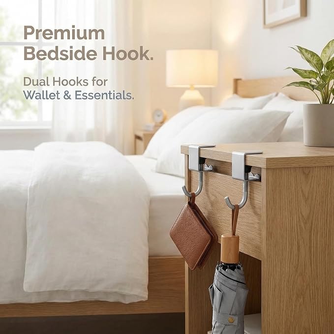 8PCS Movable Table Hooks, Adjustable Desk Mount Bag Holder Clamp, Under Table Purse Hanger Hook with Heavy-Duty Stainless Steel, Silver - Image 5