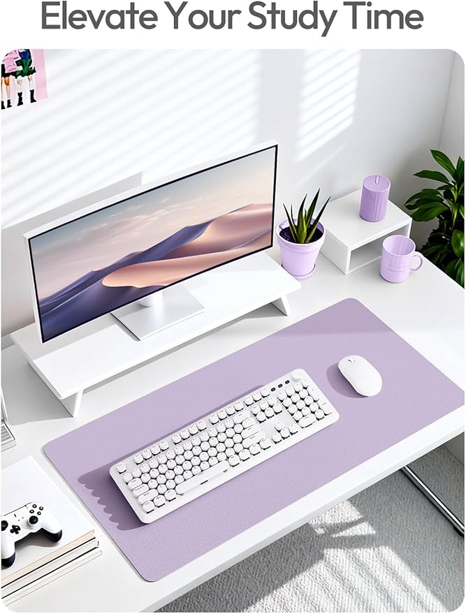 YSAGi Desk Protector&Blotter, Non-Slip Waterproof Leather Mouse Pad | Shields Scratches, Stains, Spills, Heat & Scuffs; Suede Non-Slip; Easy-Clean; Comfy Writing/Typing,31.5" x 15.8",Light Purple - Image 6